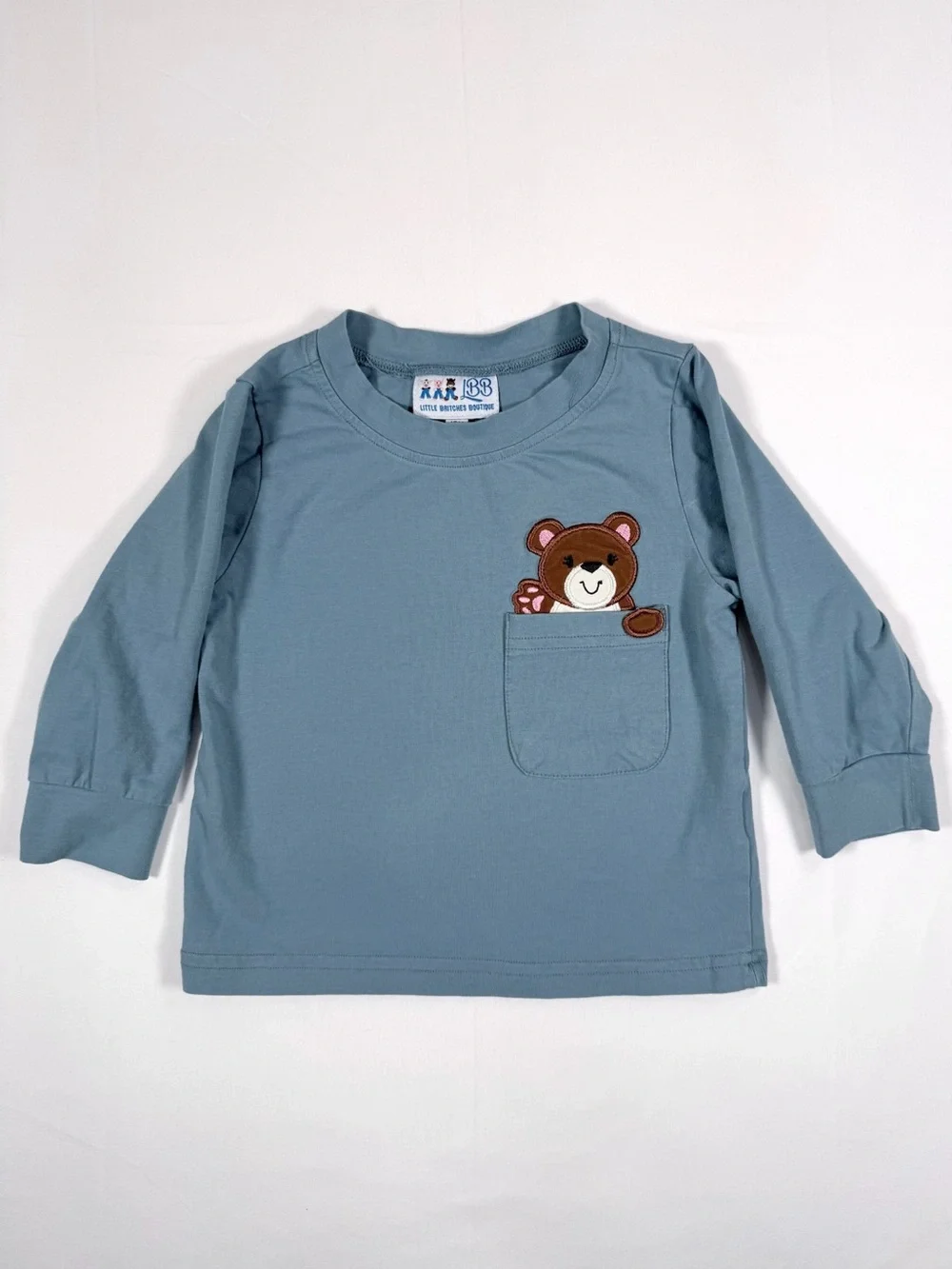 LITTLE BRITCHES BOUTIQUE Bear Pocket Long Sleeve T-Shirt 18M Cotton Appliqué